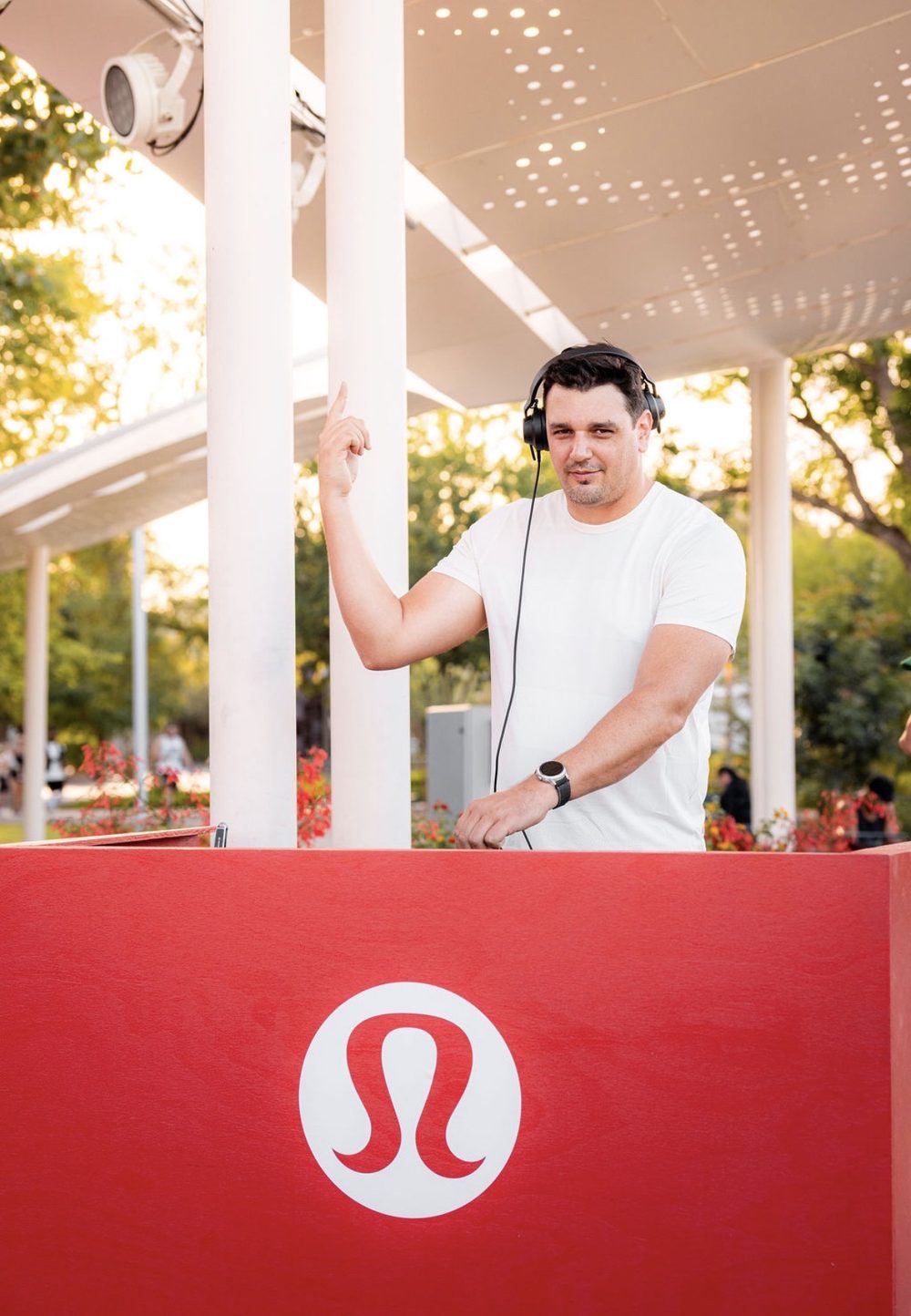 Louis IV DJing a daytime lululemon brand activation in Phoenix